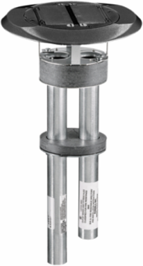 Fire-Rated Poke-Through with Dual Openings, 4 Inch Core Hole, Black Finish