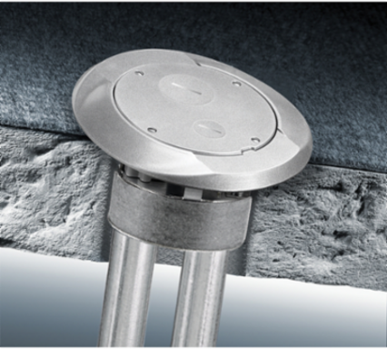 Fire-Rated Poke-Through, 4 Inch Core Hole, Aluminum Construction