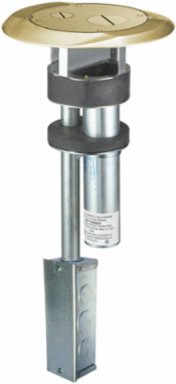 Fire-Rated Poke-Through, 4 Inch Core Hole, Brass Cover, 4-Hour Fire Rating