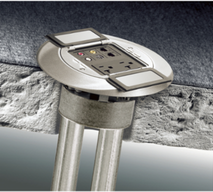 Fire-Rated Poke-Through 4 Inch Fitting with (1) 1 Inch EMT for Power & Low Voltage