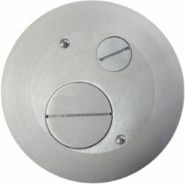 4 Inch Round Furniture Feed Cover Assembly, Brushed Aluminum Finish, Low Profile
