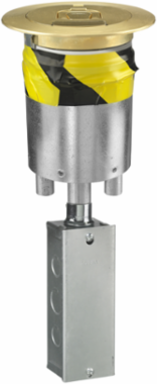 4 Inch Fire-Rated Poke-Through Junction Box with Brushed Brass Cover