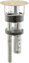 Furniture Feed 4 Inch Fire-Rated Poke-Through, Brass Finish, (1) 3/4" & (1) 1½" Hubs