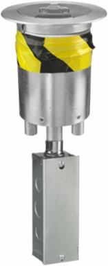 4 Inch Recessed Quad Poke-Through with Brushed Aluminum Cover, Fire Rated
