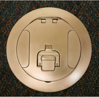 6 Inch Recessed Fire Rated Poke Through Cover, Brushed Brass Finish