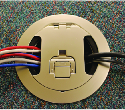 6 Inch Recessed Fire Rated Poke Through Cover, Brushed Brass Finish