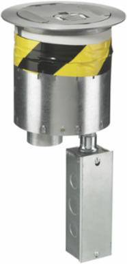 6 Inch Fire Rated Poke-Through Kit with (4) 20A Receptacles, Brushed Aluminum Cover