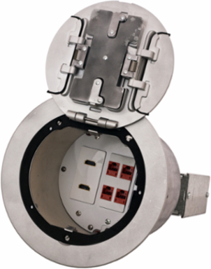6 Inch Fire-Rated Poke-Through Kit with (2) 20A Receptacles, Aluminum Cover