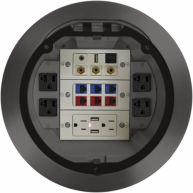 8 Inch Recessed Fire Rated Poke Through Cover, Nickel Plated Finish