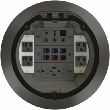 8 Inch Recessed Fire-Rated Poke-Through Kit with Satin Nickel Finish