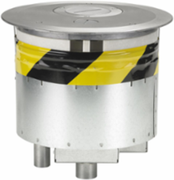 8 Inch Fire-Rated Recessed Furniture Feed Fitting, Brushed Aluminum Cover