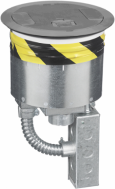 8 Inch Fire-Rated Poke-Through Kit with (2) 20A Receptacles, Nickel Finish