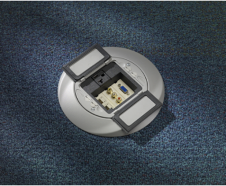 SystemOne Sub-Plate, 3-Unit, 20A Receptacle, 4 Inch Core Hole, Black