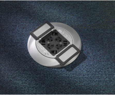 SystemOne Sub-Plate Black, (4) 20A Receptacles, 4 Inch Core Hole