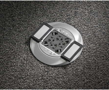 SystemOne Sub-Plate Black, (4) 20A Receptacles, 4 Inch Core Hole