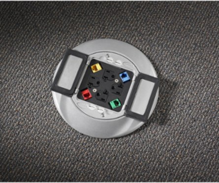 SystemOne Sub-Plate Black, (4) 20A Receptacles, 4 Inch Core Hole