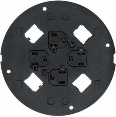 SystemOne Sub-Plate with (4) 20A Receptacles & Mini Com Openings, Black