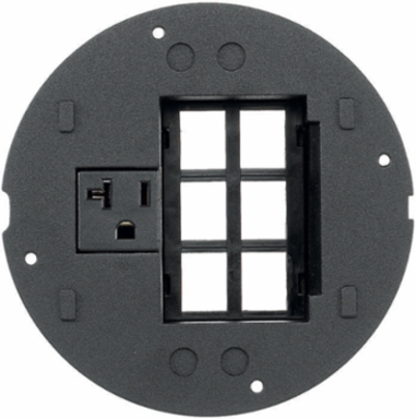 SystemOne Sub-Plate with Recessed Bezel for 6 Siemon MAX Modules, 20A, 125V Receptacle, Black