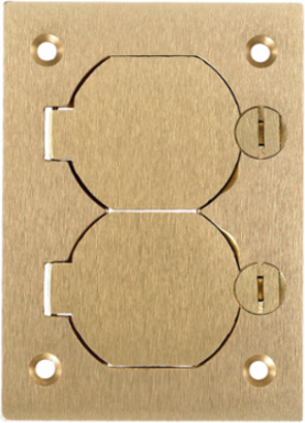 Duplex Floor Box Cover, Brass, 4.15 Inch x 2.99 Inch, Rectangular