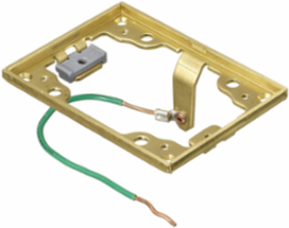Brass Rectangular 1-Gang Cover Flange with Ground Wire, 4.36 x 3.2 Inch