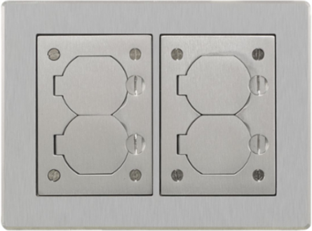 2-Gang Flat Beveled Edge Flange, 6 Inch x 8.13 Inch x 0.125 Inch, Aluminum