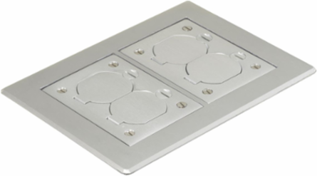 2-Gang Flat Beveled Edge Flange, 6 Inch x 8.13 Inch x 0.125 Inch, Aluminum