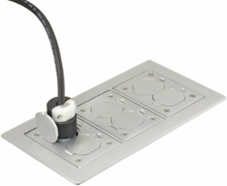 3-Gang Flat Beveled Edge Flange, 6 Inch x 11.34 Inch, Grounding Wires, Aluminum
