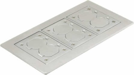 3-Gang Flat Beveled Edge Flange, 6 Inch x 11.34 Inch, Grounding Wires, Aluminum