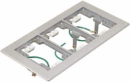 3-Gang Flat Beveled Edge Flange, 6 Inch x 11.34 Inch, Grounding Wires, Aluminum