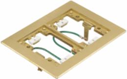2-Gang Flat Brass Floor Flange with Ground Wires, 6 Inch x 8.13 Inch