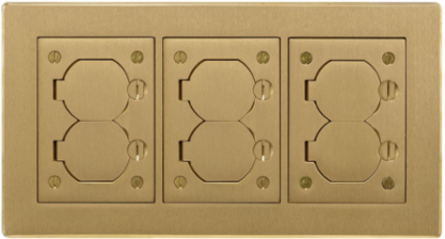 3-Gang Flat Beveled Edge Flange, 6 Inch x 11.34 Inch, Brass