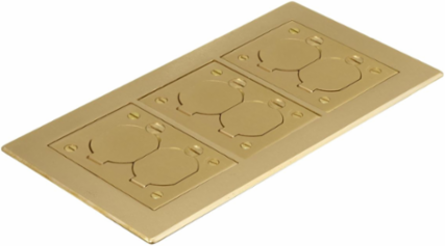 3-Gang Flat Beveled Edge Flange, 6 Inch x 11.34 Inch, Brass