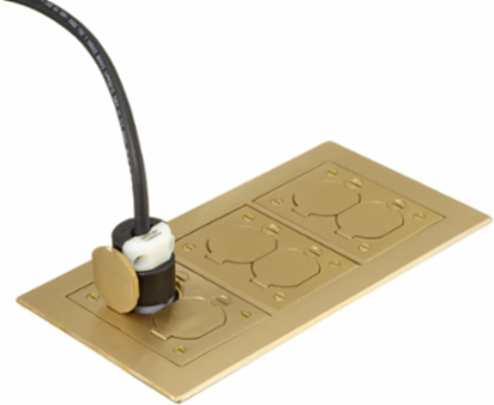 3-Gang Flat Beveled Edge Flange, 6 Inch x 11.34 Inch, Brass