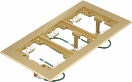 3-Gang Flat Beveled Edge Flange, 6 Inch x 11.34 Inch, Brass