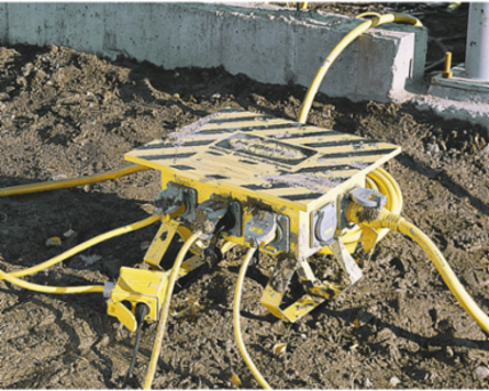 Spider Portable Power Complete Unit, 7x 20A 125V Receptacles, 1x 30A 125/250V Inlet, Yellow