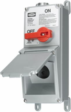 Industrial Grade Switched Enclosure with 30A Hubbellock, Gray, 5.6 Inch Width