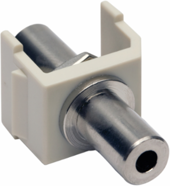 Snap-Fit 3.5 MM Stereo Jack, Female to Female, Office White, 3.250 Inch Width