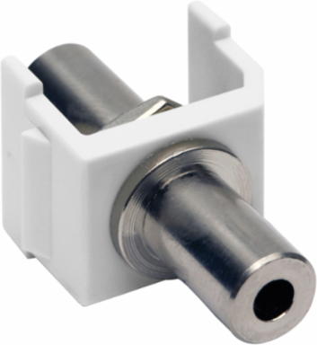 Snap-Fit 3.5 MM Stereo Jack Female to Female, UL Listed, White