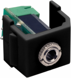 Snap-Fit Keystone 3.5 mm Stereo Jack, Screw Terminal, UL Listed, Black
