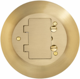Flush Concrete Floor Box 1-Gang Round Cover, 6.25 Inch Dia, Brushed Brass