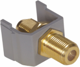Gold Plated F Coax Snap-Fit Connector, Female to Female, Gray, 0.830 Inch Width