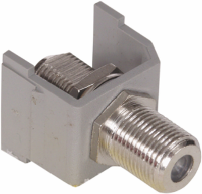 Snap-Fit F-Coax Connector Gray, Nickel Plated, Female to Female