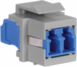 Fiber Optic Connectors, LC Duplex, Flush Mount, Aqua & Gray Housing, 0.600 Inch Width