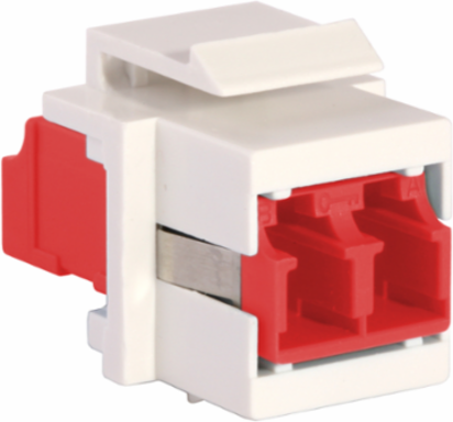Fiber Optic Connectors Flush LC-Duplex Red with Zircon Sleeves, 0.600 Inch Width