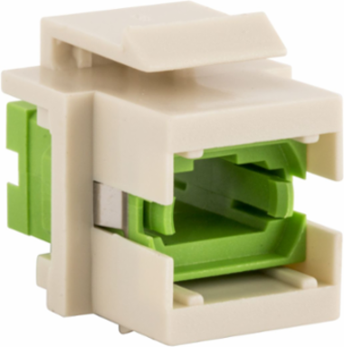 Fiber Optic Connector, MTP-Simplex, Green, Flush, Office White Housing, .58" X .76"
