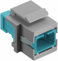 Fiber Optic Connector, SC Simplex, Snap-Fit, Aqua/Gray, 0.58" X 0.76"