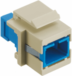 SC Simplex Fiber Optic Connector, Flush, Green Zircon Sleeves, Ivory Housing