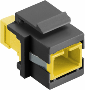 Fiber Optic Connector SC Simplex Snap-Fit Flush Yellow Black Housing 0.58" x 0.76"