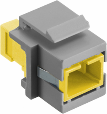 Fiber Optic Connectors SC Simplex, Snap Fit, Flush, 1.700 Inch Width, Yellow Adapter