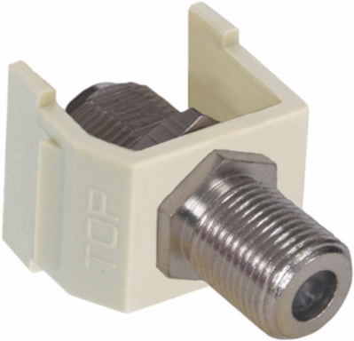 Snap-Fit F-Coax Connector, 0.970 Inch, Nickel, 2GHz, Female to Female